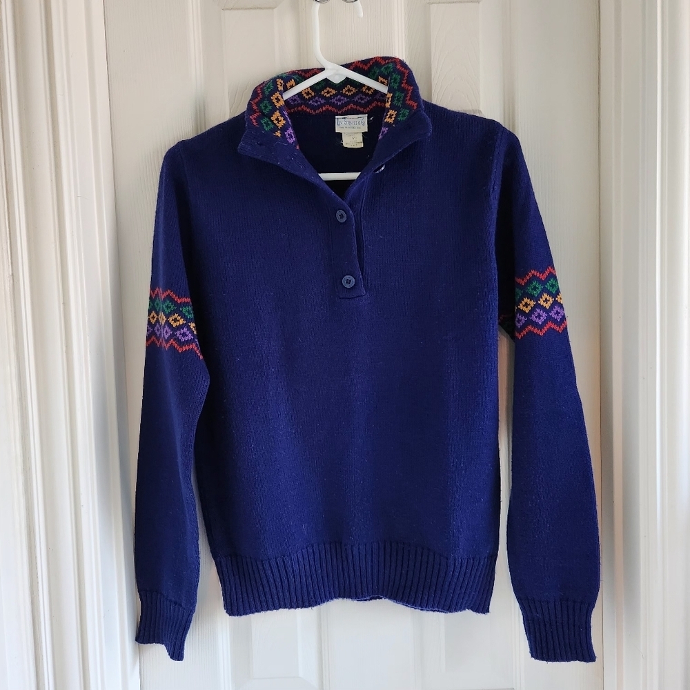Vintage Levi Strauss Co Womens Sweater Geometric Rainbow Collar Size‎ M